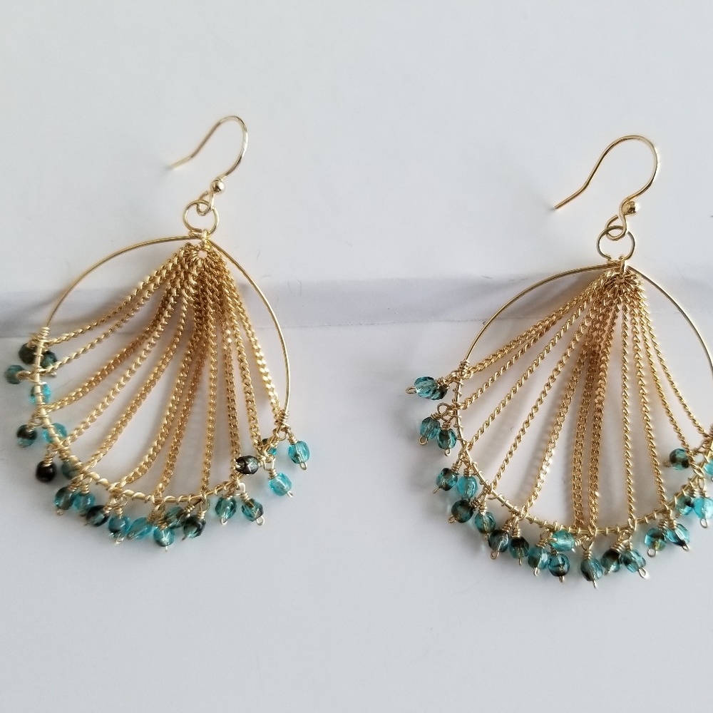 Blue Apatite Gold Vermeil Hoops